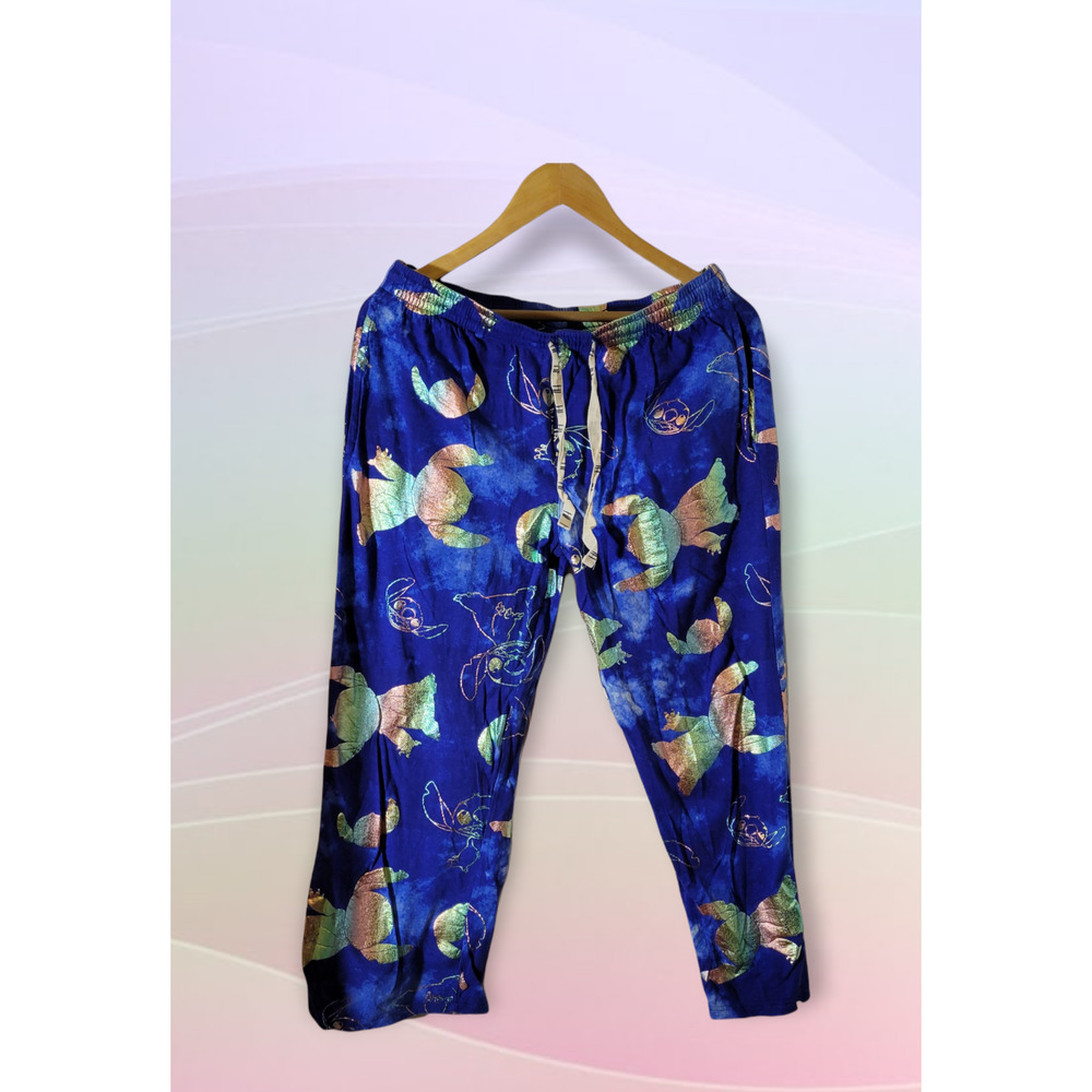 Disney Lilo & Stitch Pajama Pants Size Small  Blue Hologram Hot Topic
